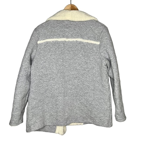 L.L. Bean Womens gray quilted Sherpa Lined cardigan Jacket Sz L - Picture 4 of 8